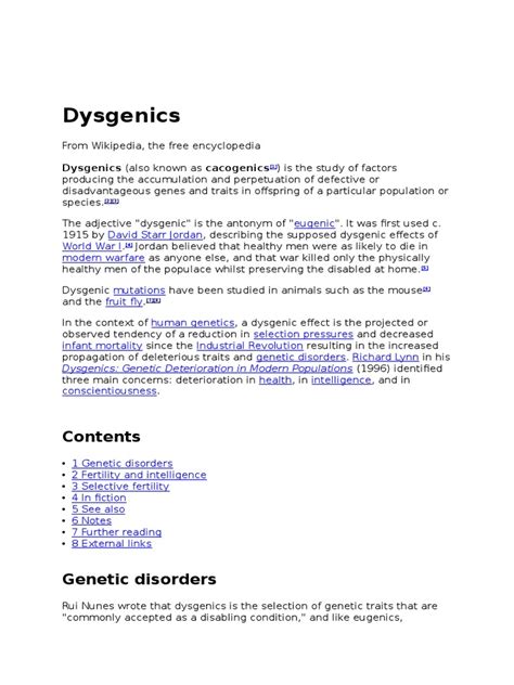 Dysgenics | Evolutionary Biology | Genetics