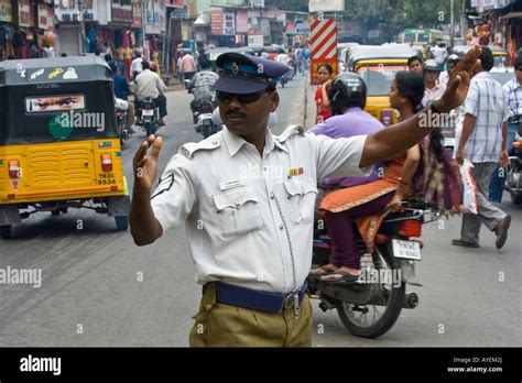 Traffic Cop Directing Traffic in Chennai South India Stock Photo - Alamy