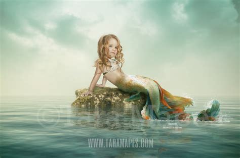 Mermaid Rock in Ocean - Rock in Ocean Layered PSD - Mermaid Scene ...