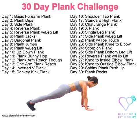 30 Day Plank Challenge Printable