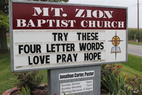 TRY THESE FOUR LETTER WORDS LOVE PRAY HOPE Church Sign Sayings, Funny ...