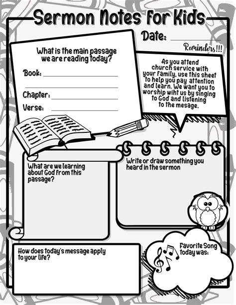 Sermon Notes for Kids - Free Note Sheets! | Sermon notes, Bible lessons ...