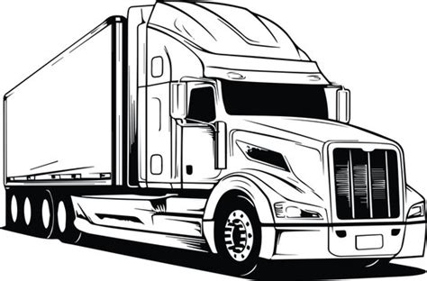 Semi Truck Clip Art Black And White