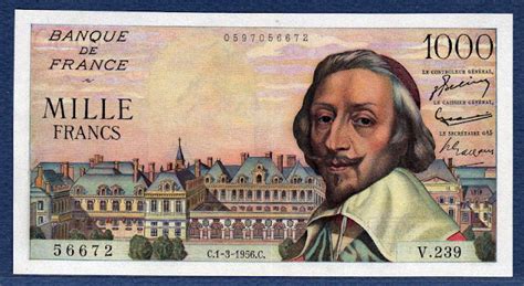 French bank notes 1000 Francs banknote 1956 Richelieu|World Banknotes ...