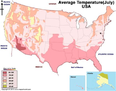 USA Temperature Map July, United States Temperature