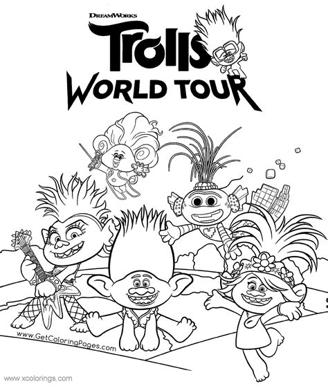 Trolls World Tour Characters Coloring Pages - XColorings.com