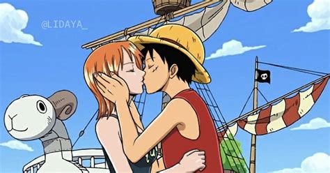 luffyxnami, lunami, onepiece / Luffy Nami kiss - pixiv