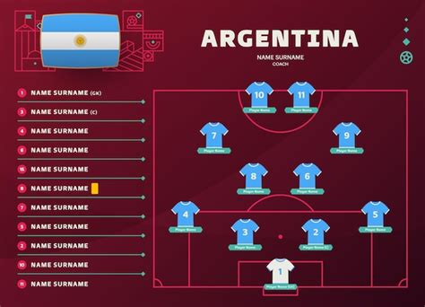 Premium Vector | Argentina lineup world Football 2022 tournament final ...