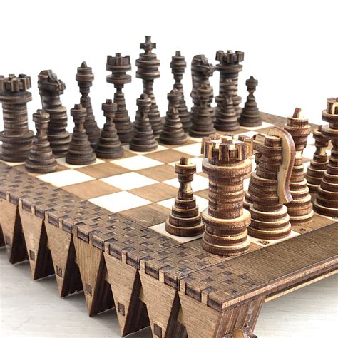 Handmade Wooden Chess Set. Travel chess set. | Wooden chess set, Chess ...