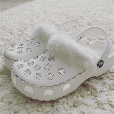 White Icy Crocs Made with BLING Rhinestones and White Fur | Etsy