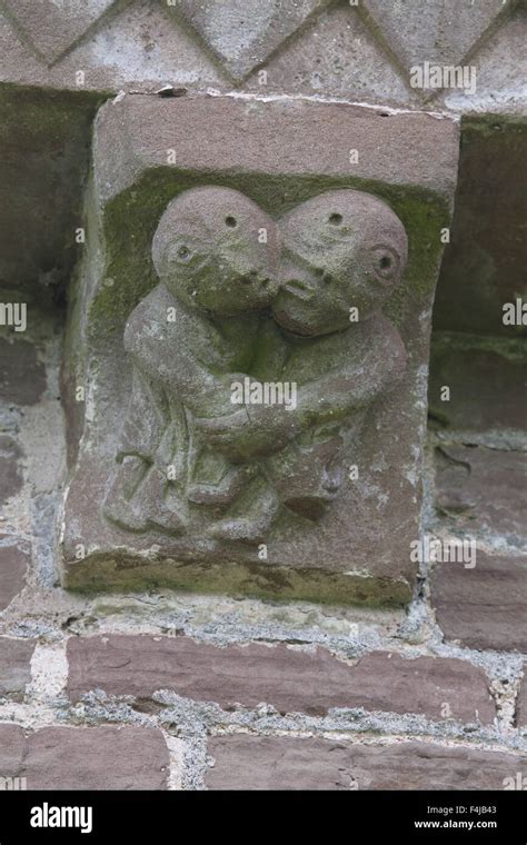 Wrestlers Corbel Carving, Kilpeck Church, Herefordshire, England Stock ...