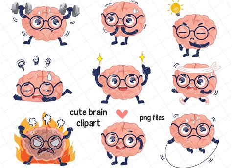 Cute Brain Clipart, Brain Clip Art, Brain Png, Cute Brain Png, Instant ...