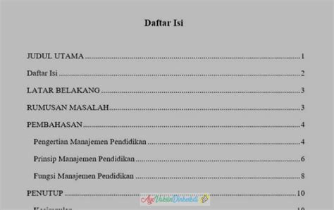 Contoh Daftar Isi Makalah Yang Benar & Singkat (File Word)