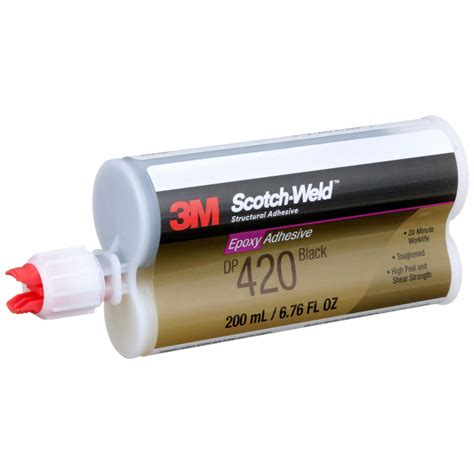 3M Epoxy Adhesive: DP 420, Ambient Cured, 200 mL, Dual-Cartridge, Black ...