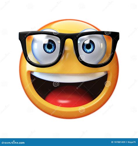 Nerd Emoji Isolated on White Background, Emoticon with Glasses Stock ...