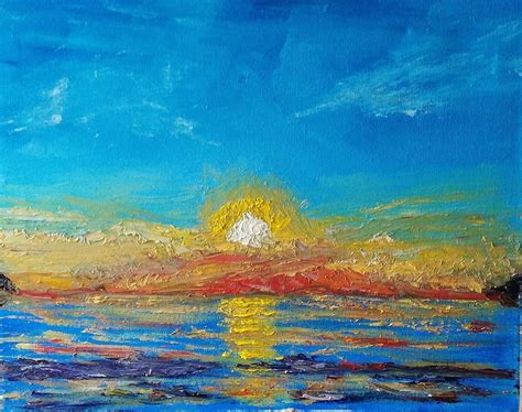 Sunrise at Sea, 2016 Bernard Victor Oil Unique Work Size : 20.1 x 16.1 ...