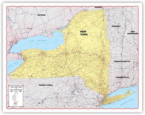 ZIP CODE Large Map of NEW YORK STATE New 2021 Edition 60" X 47" with t ...