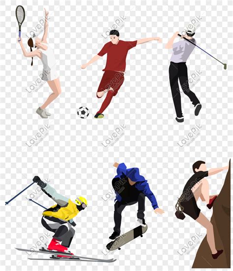 Cartoon Sport Characters Set Illustration PNG Hd Transparent Image And ...