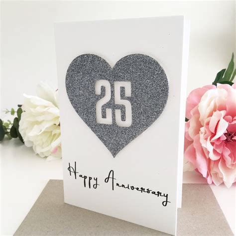 25th Anniversary Card Happy Anniversary 25th Wedding | Etsy