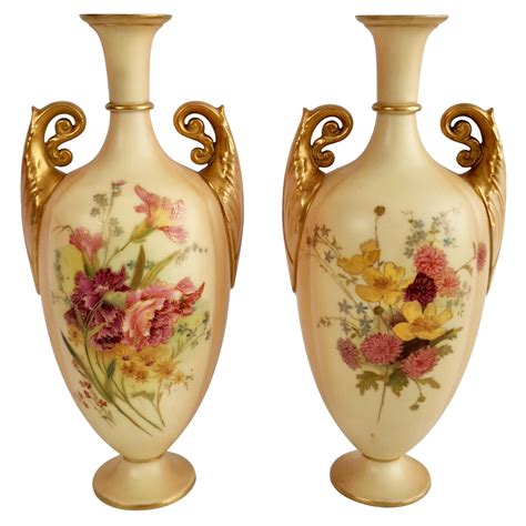 Pair Royal Worcester Vases, George Cole, D 1908 For Sale at 1stDibs