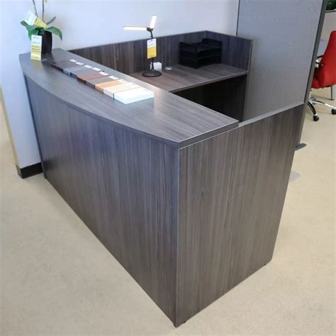 New – 71″ Wide Modern Reception L-Desk, Laminate Transaction Top ...