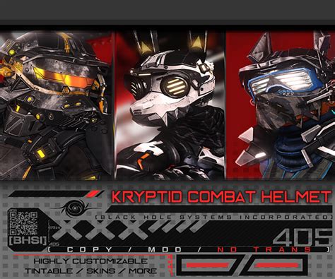 Second Life Marketplace - [BHSI] KRYPTID Combat Helmet