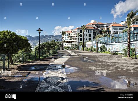 beach promenade of Sao Martinho on Madeira Island, Portugal Stock Photo ...