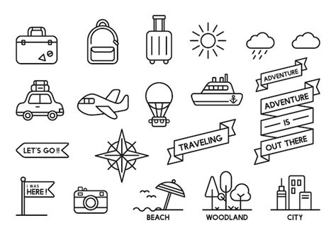 Free Vector | Illustration of travel icons set