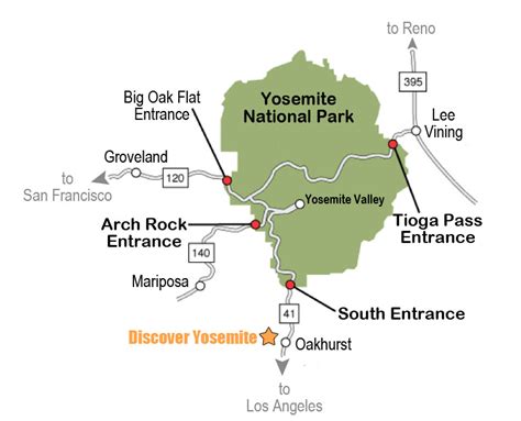 Map to Yosemite - Discover Yosemite Tours