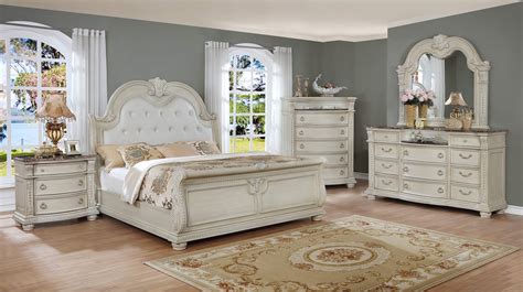 Stanley Antique White Marble Bedroom Set | Bedroom Furniture Sets