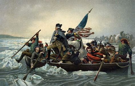 George Washington crossing the Delaware during the American … stock ...