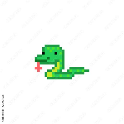 Green pixel art snake character isolated on white background. Exotic ...