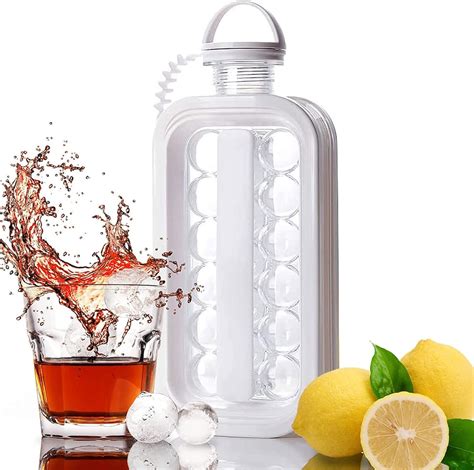 Ice Cube Trays 2 in 1, Water Bottle Ice Cube Tray With Lid Silicone Ice ...