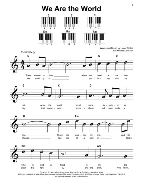 We Are The World Sheet Music | USA For Africa | Super Easy Piano