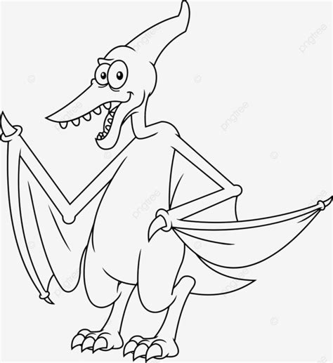 Outlined Pterodactyl Dinosaur Cartoon Character, Outlined Drawing ...