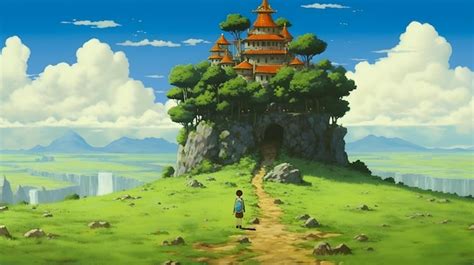 Premium AI Image | Anime Landscape in Studio Ghibli Style