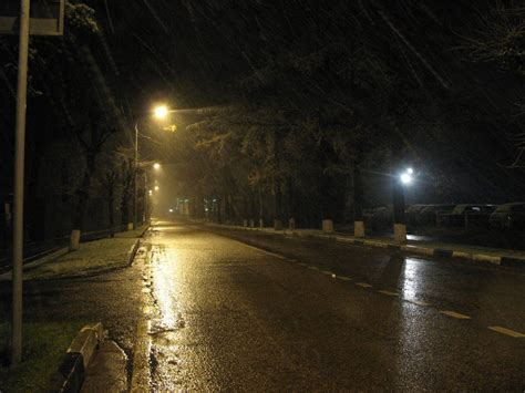 Street Lights At Night Rain