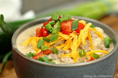 Crock pot Cheeseburger Soup Recipe - Eating on a Dime