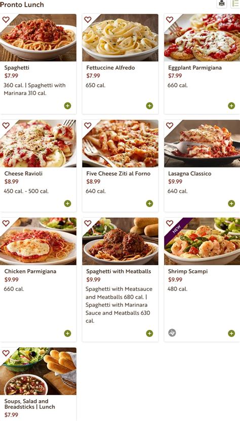 Olive Garden Menu and Specials