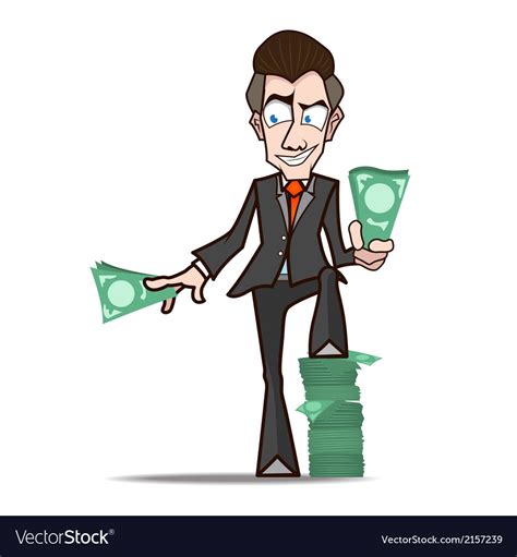 Businessman show rich cartoon Royalty Free Vector Image