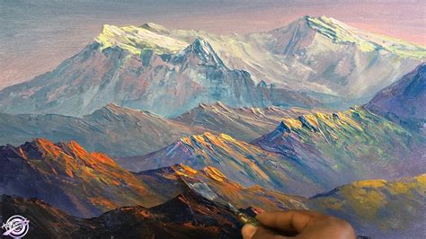 Mountain Painting | How To Paint Mountain | Easy Acrylic Mountain ...