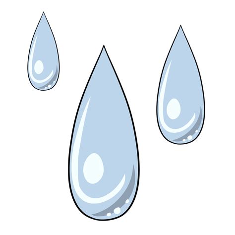 A set of large elongated water droplets, splashes, vector illustration ...