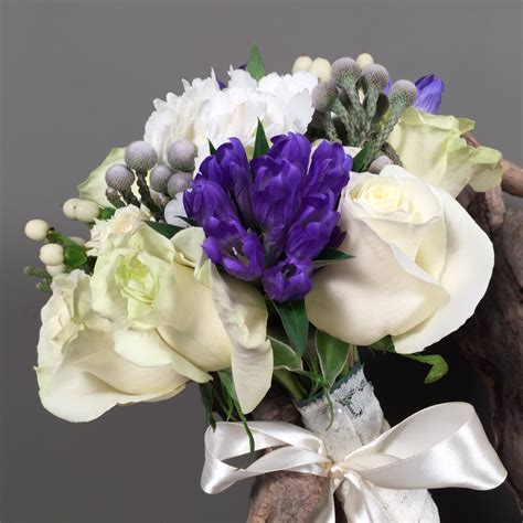 Bridal Bouquet Blue Iris White Flowers