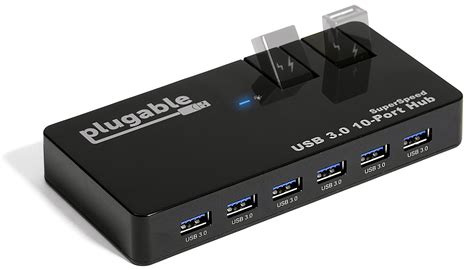 Plugable USB Hub, 10 Port - USB 3.0 5Gbps with 48W Power Adapter and ...