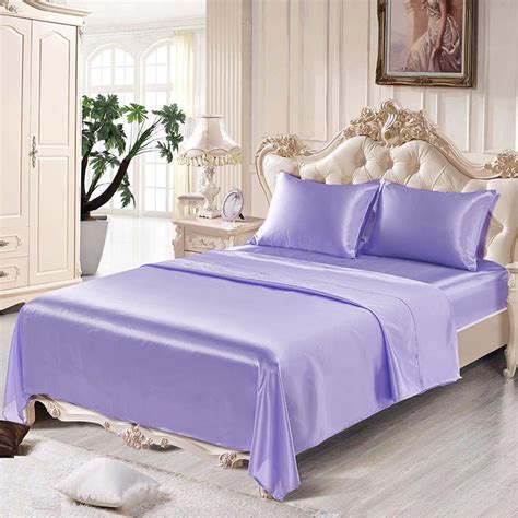 4 Piece Satin Silk Sheet Set Deep Pocket Twin Full Queen King Bed Sheet ...