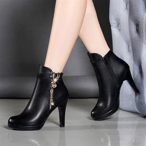 Boots Women Ankle Boots For Women Thin Heel Zipper Casual Female Shoes ...