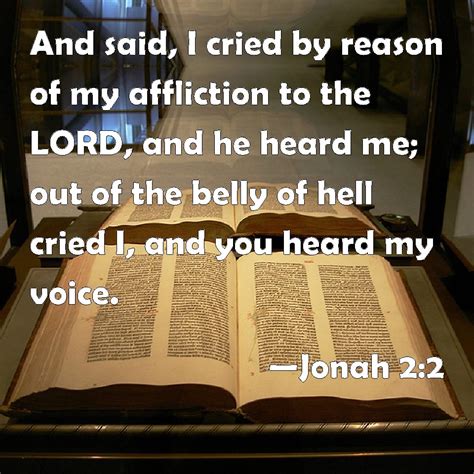 Jonah 2:2 And said, I cried by reason of my affliction to the LORD, and ...