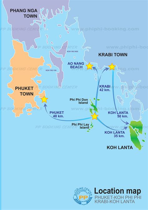 Map Of Phi Phi Island, Phuket Krabi Koh Lanta And Thailand