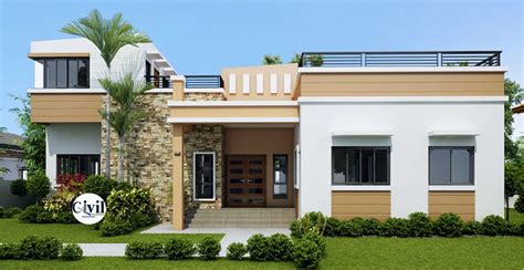 Flat Roof House Design Single Story - Image to u