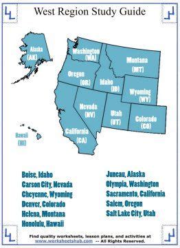 West Regional State and Capitals Study Guide | States and capitals ...